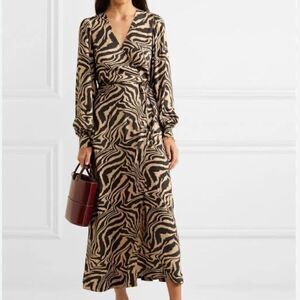 Ganni Georgette Maxi Wrap Dress - Small